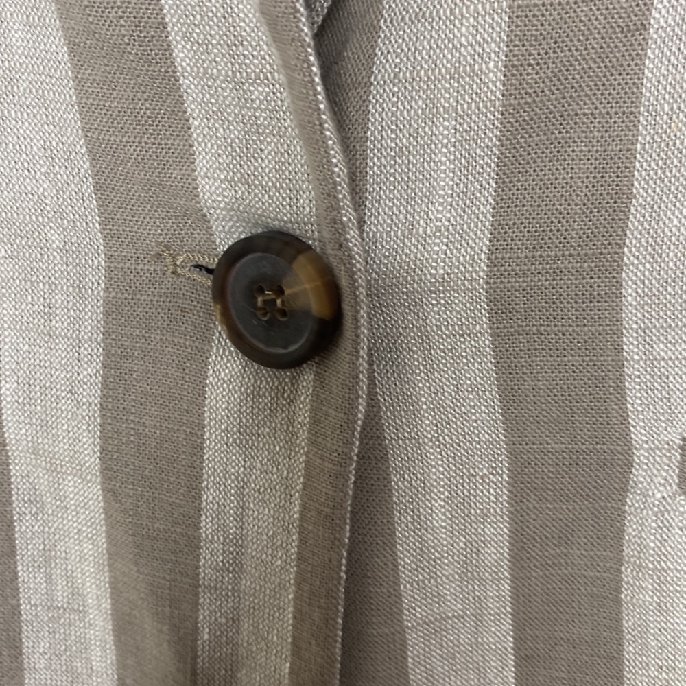Gray Striped Linen Rayon Blazer Jacket Size Medium By Fashion On Earth - Picture 5 of 11